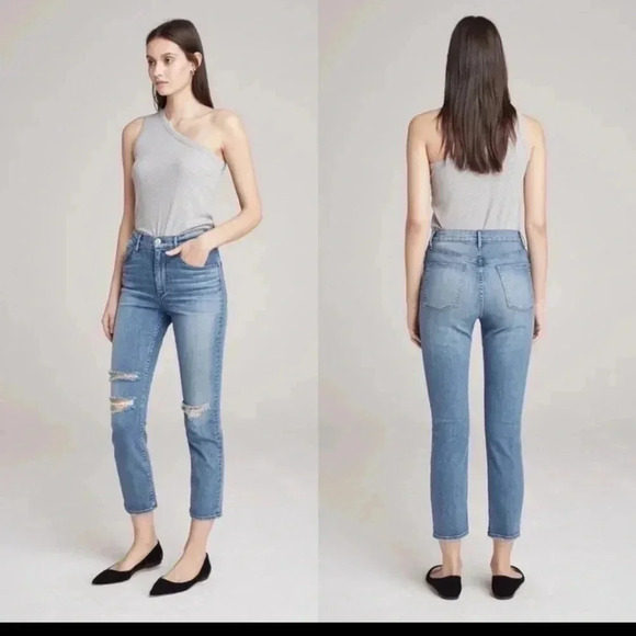 3x1 N.Y.C W4 Colette Slim Crop Jeans High Rise Frayed Distressed Jeans(26) - Picture 2 of 10